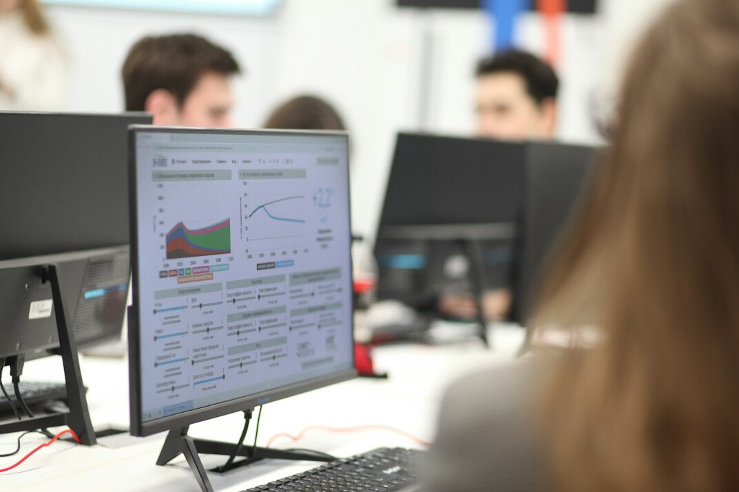 researcher analyzing data